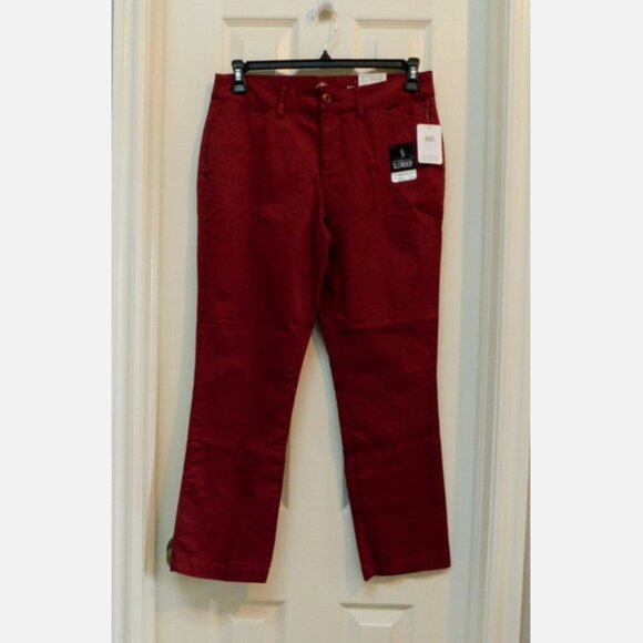 ST. JOHN’S BAY Secretly Slender Womens Straight Fit Pant Red Burgundy 8PS - Picture 1 of 7